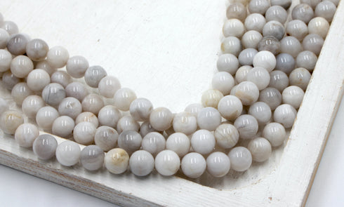 White Crazy Lace Agate, 8mm, Round